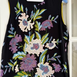Diane Von Furstenberg Black Sleeveless Floral Print Top
